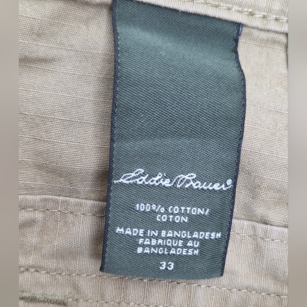 Eddie Bauer Size 33 Men's Khaki Cargo Shorts 100% Cotton - Picture 7 of 8